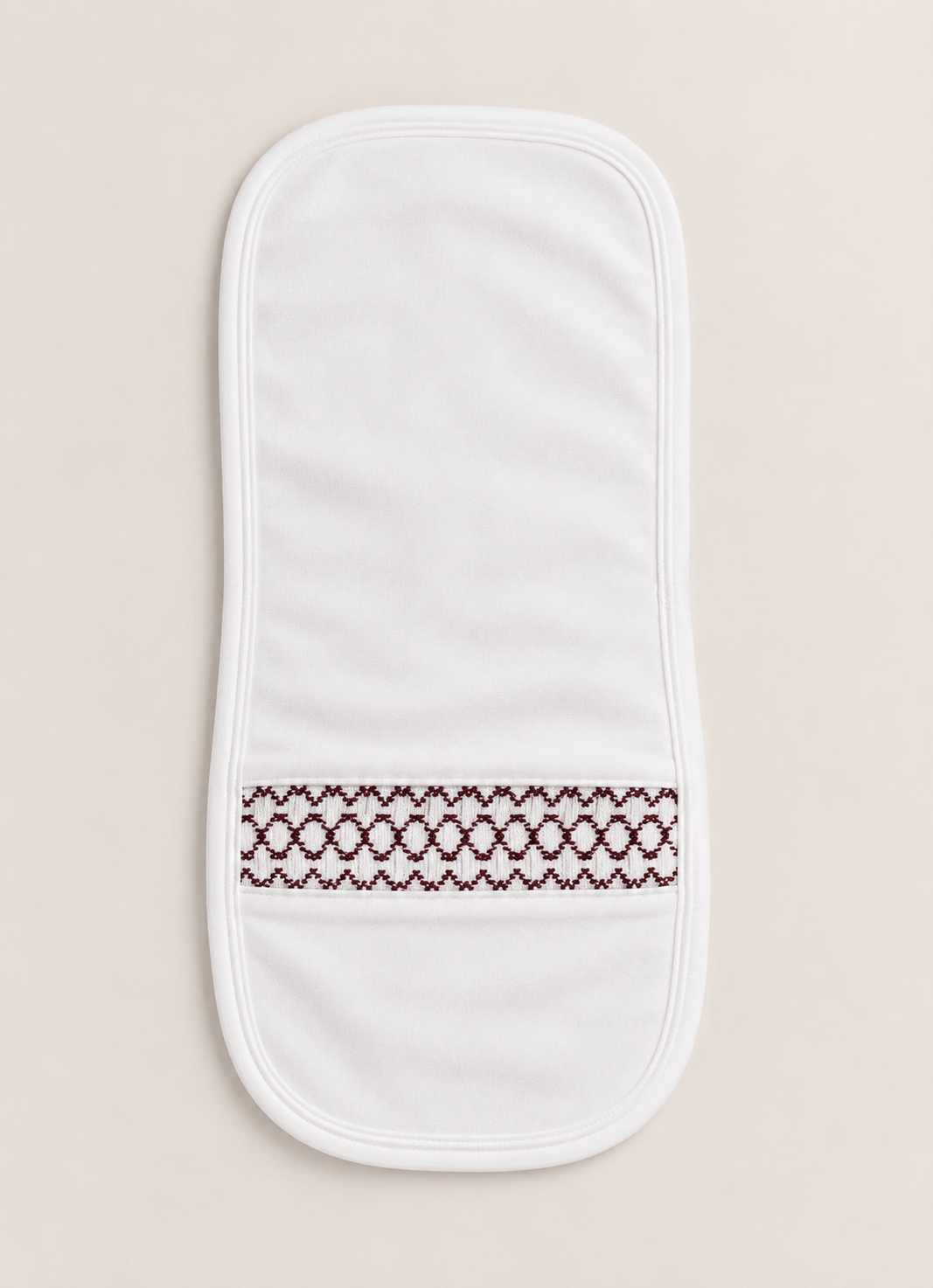 Smocked Cotton Burp Cloth- Ivory