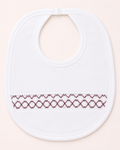 Handmade White Baby Bib with Traditional Smocking Detail